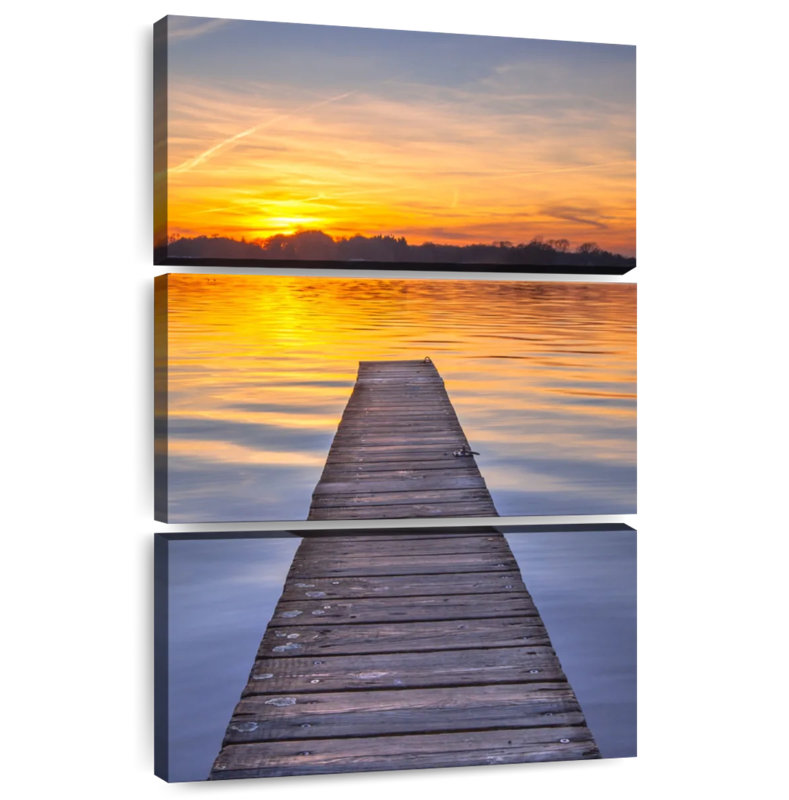 Coucher de soleil sur le lac Alvord Paterswoldsemeer, H 50 po x l 32 po