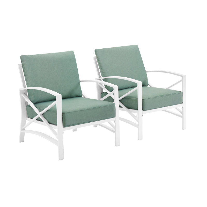 Chaise de patio avec coussins Mosier, Brume, Blanc