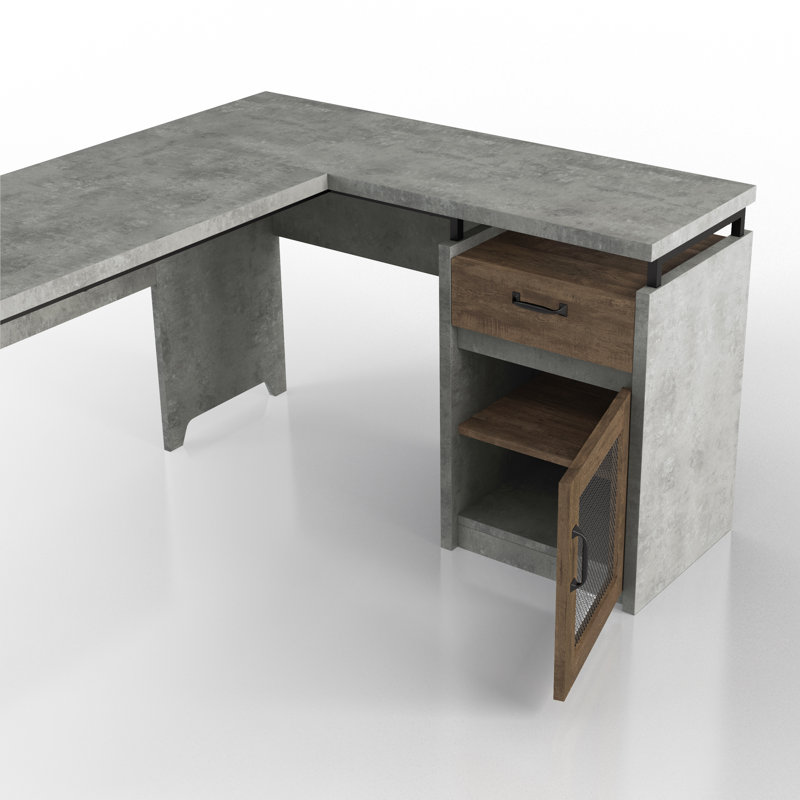 Lavonia L-Shaped Executive Desk, Cement
