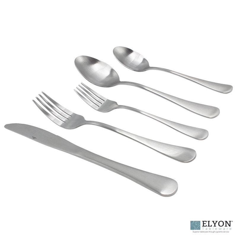Luly Matte 40-Piece Colored Flatware Set Stainless Steel Service for 8, Silver