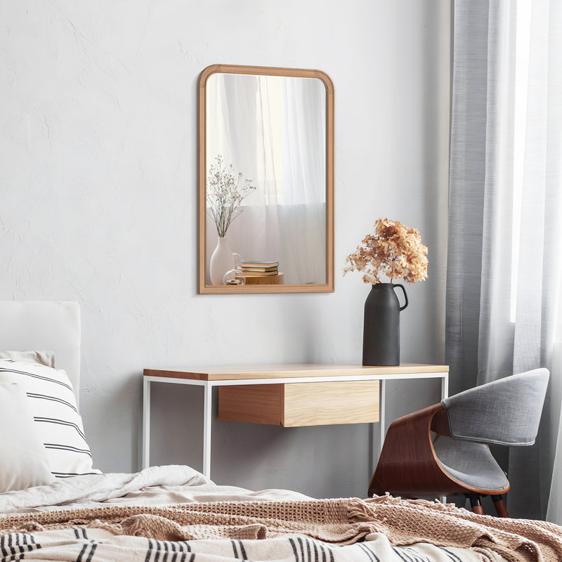 Bathroom/Vanity Wall Mirror with Wood Frame, 36" x 24", Deep Honey