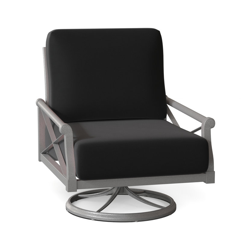 Chaise berçante avec coussins Andover, Finition étain, Brisa Lasso patiné