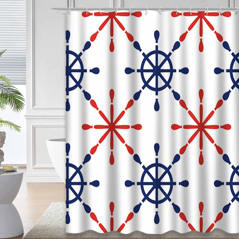 Rideau de douche à 12 crochets Nautical, L 72 po x l 78 po