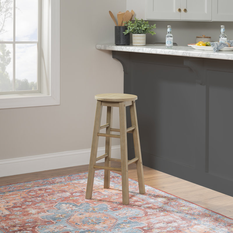 Bernistine Solid Wood Counter/Bar Stool, Bar Stool (29" Seat Height), Graywash