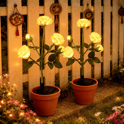 Solar Intergrated LED Pathway Lights Outdoor Waterproof Rose Lights for Garden Yard Patio and Mom's Day Gift