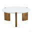 Table basse 33,4 pouces de diamètre minimaliste en panneau de fibres à densité moyenne, un choix stable et pratique. La conception unique encastrée et le support de trois pieds de table rendent la structure de la table basse stable.