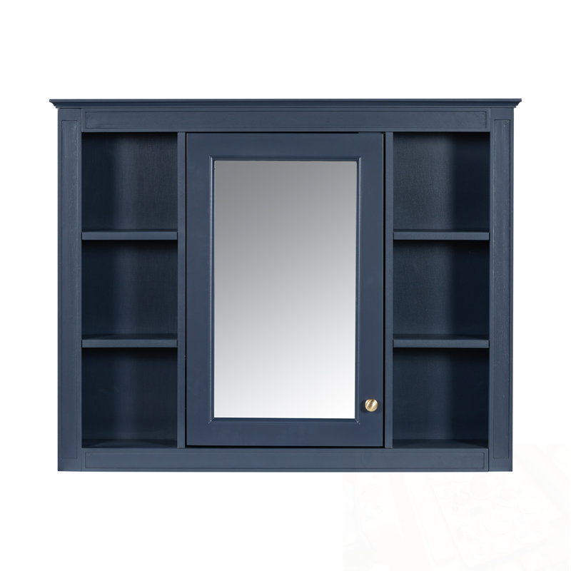 Meuble mural Tiltonsville avec porte miroir et 4 tablettes ouvertes, Blue