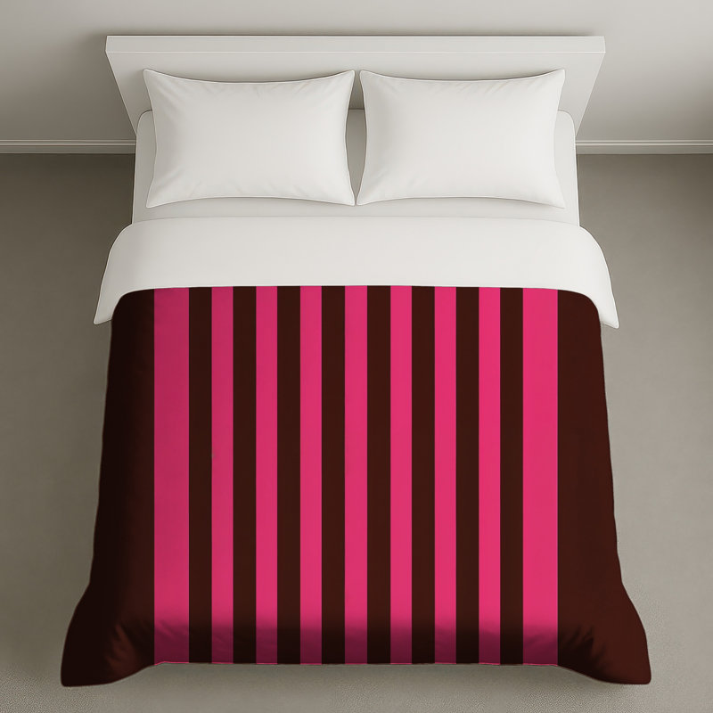 Pink Vertical Stripes Duvet Covers, Queen