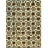 9x12 Green Hand-Knotted Wool Orbiting Concentrics Geometric Modern Contemporary Carpet Rug
