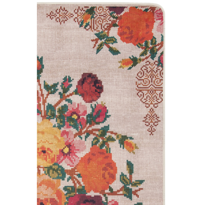 Leifsson Performance Machine Washable Floral Rug, Rectangle 4' x 6'