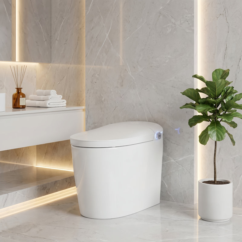Auto-Opening Tankless Smart Toilet with Built-In Bidet, Foot Sensor and Bubble Wash