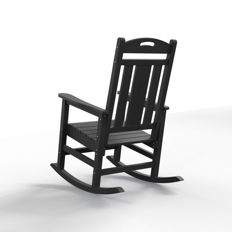 Outdoor Patio HDPE Rocking Adirondack Chair, Black