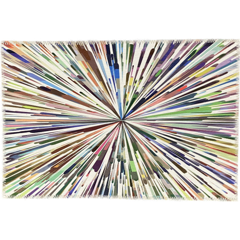 Fireworks Microfiber Rectangle Washable Rug, White, Rectangle 1'8" x 2'6"