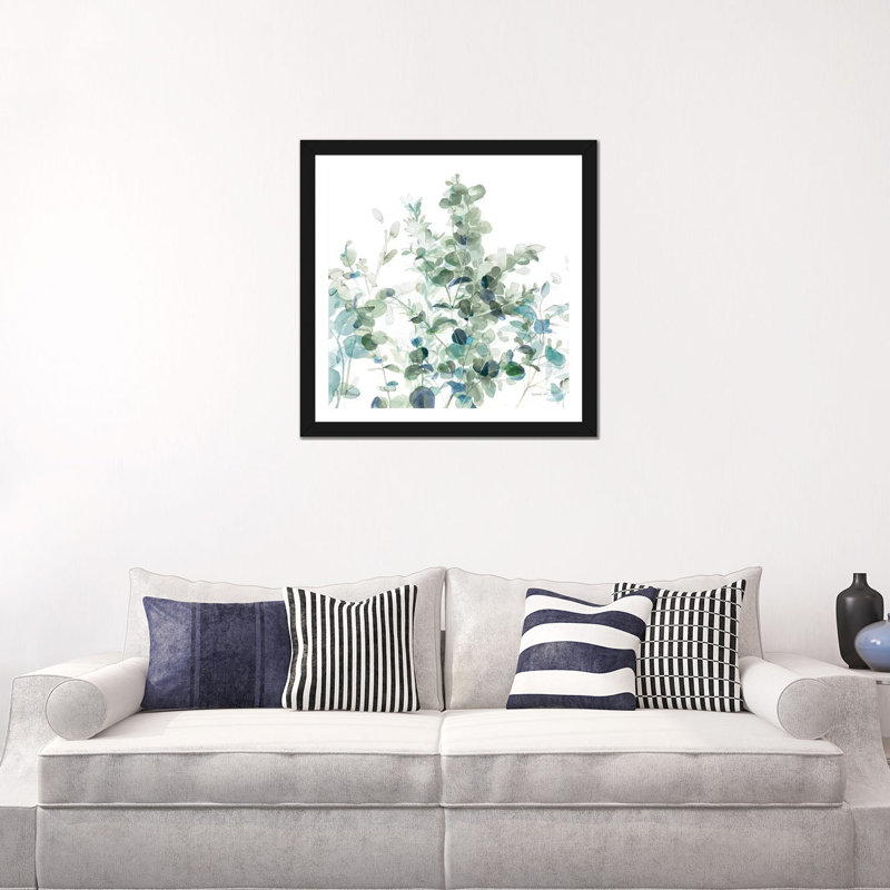 Eucalyptus I cool par Danhui nai, reproduction d’art, H 24 po x l 24 po x P 1 po, Papier encadré noir, Blanc