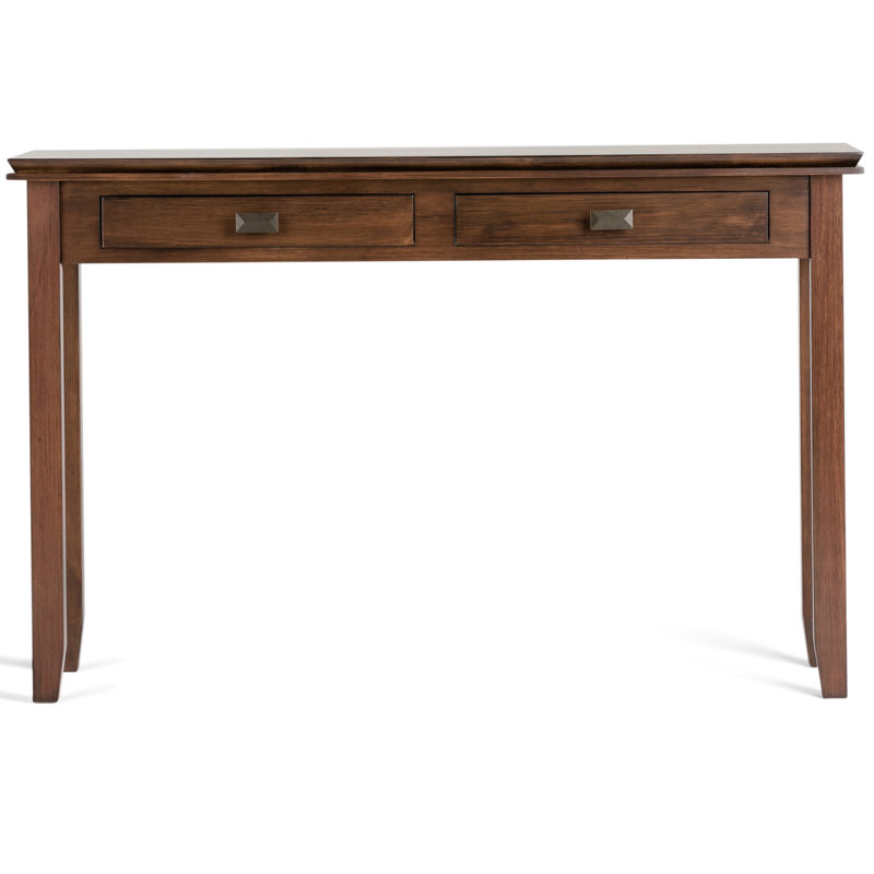 Artisan 46"W Solid Wood Transitional Sofa Table with 2 Drawers and Angle-Edged Top, Brown