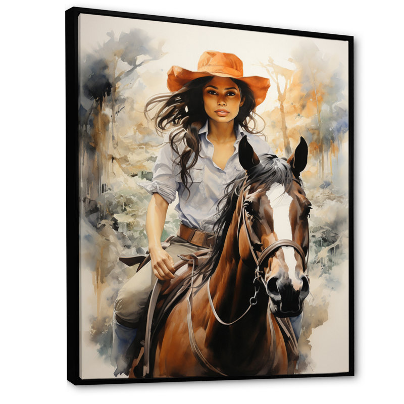 «Xaiver Cowgirl Trailblazing Spirit» sur impression sur toile, H 20 po x l 12 po x P 1 po, Cadre flottant noir