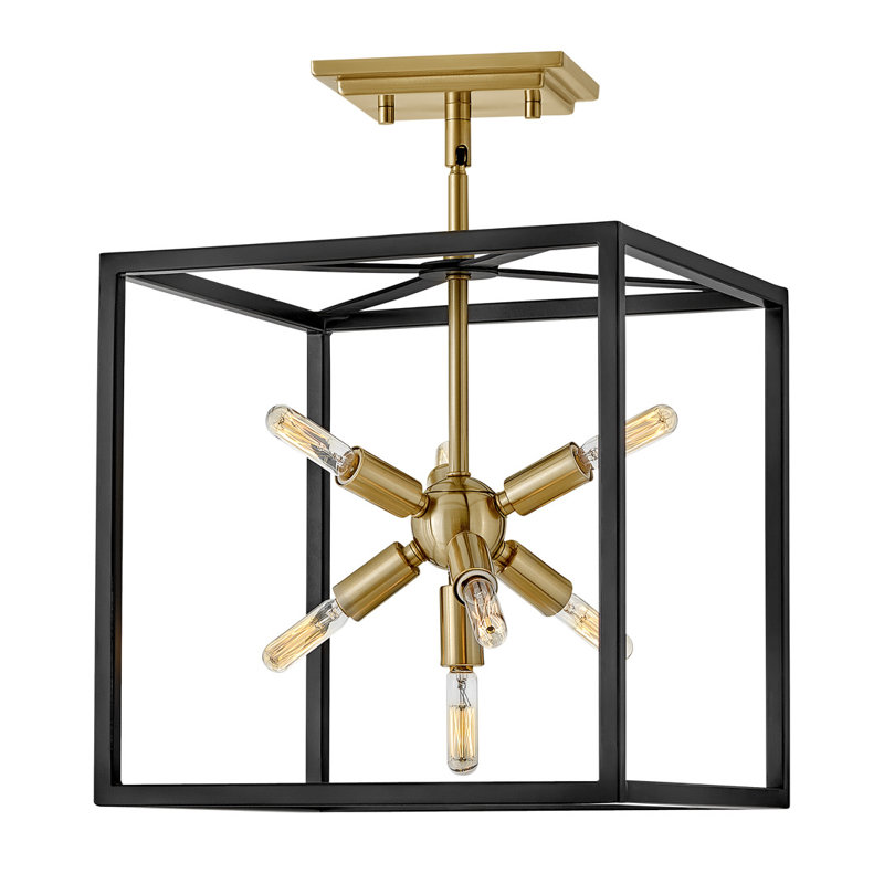 Aros 7-Light Convertible Cube Pendant By Lisa McDennon, Black