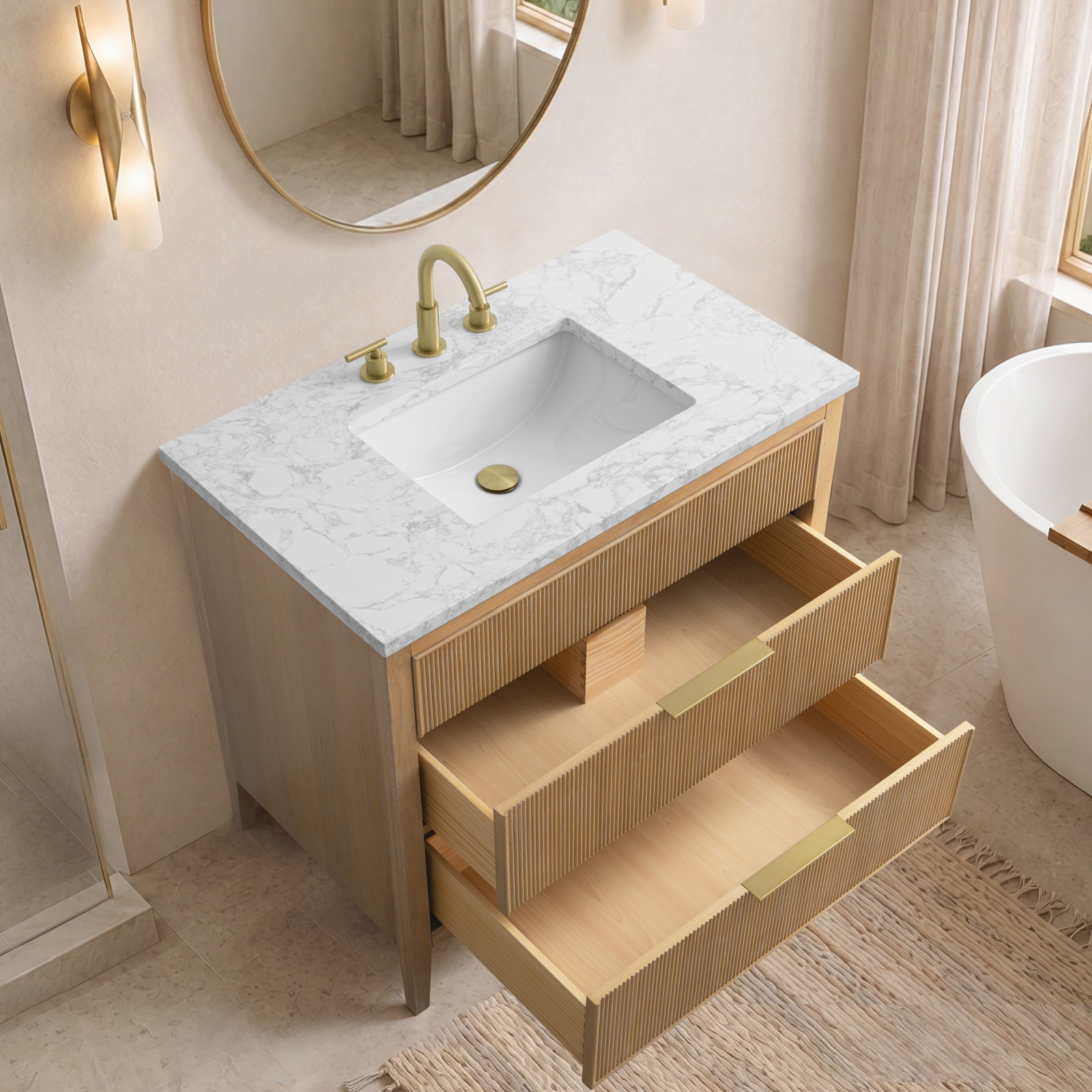 Bilroy 36" Oak Single Bathroom Vanity, Classic Oak