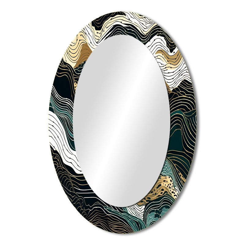 Miroir mural vert moderne Exploration des lignes abstraites III, 36 po x 24 po