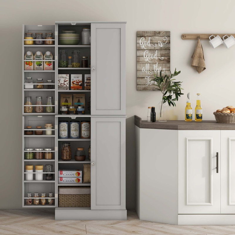 Garde-manger avec tablettes, portes, Gris