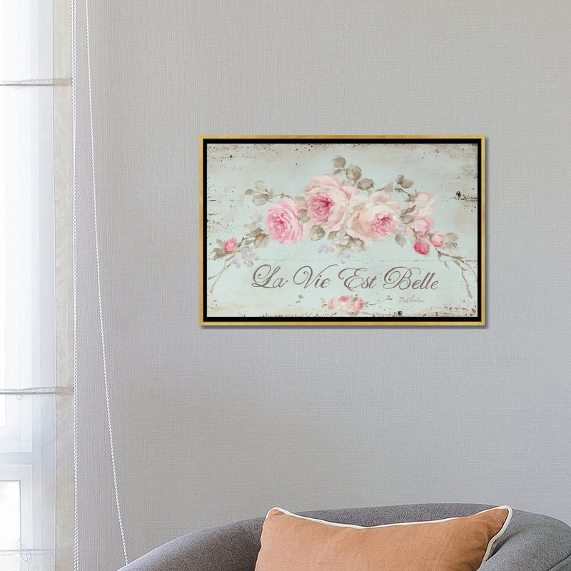 «Life Is Beautiful» par Debi Coules - impression sur papier, H 18 po x l 26 po x p 1,5 po, Toile encadrée d'or