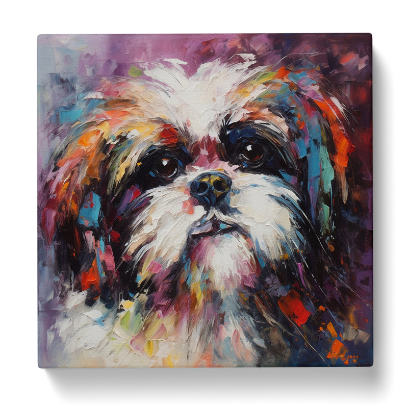 Shih Tzu Palette Knife Painting No.2 - Wrapped Canvas, 50cm H x 50cm W x 3cm D