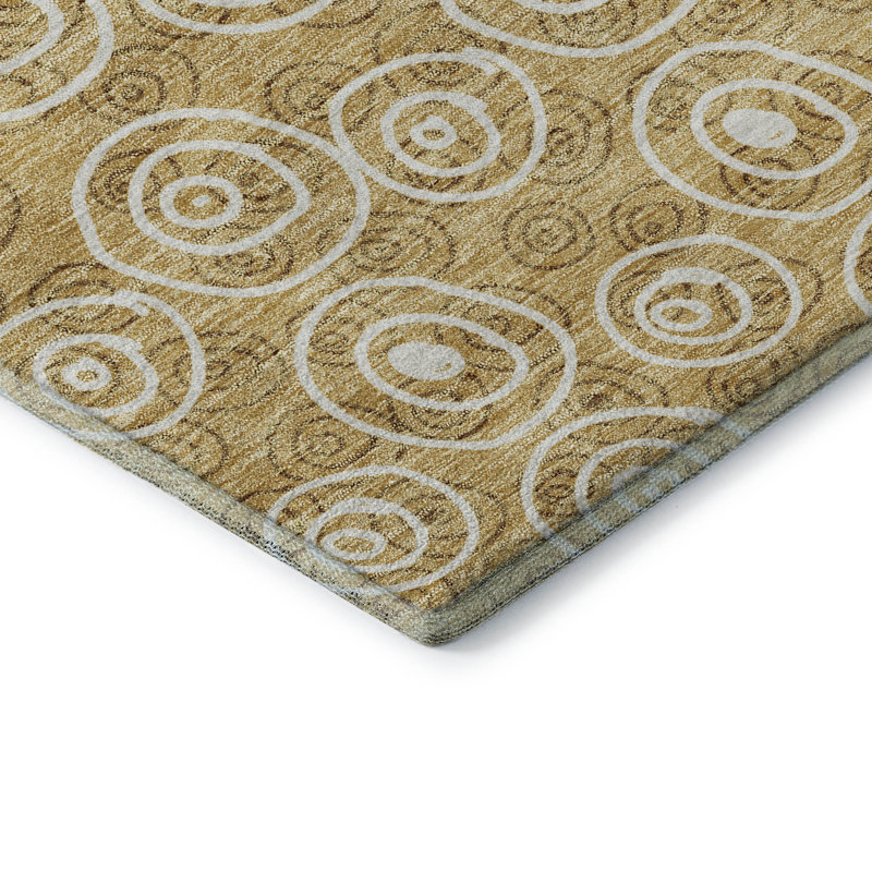 Tapis doré Prisco lavable à la machine de qualité supérieure, Rectangulaire 3 pi x 5 pi