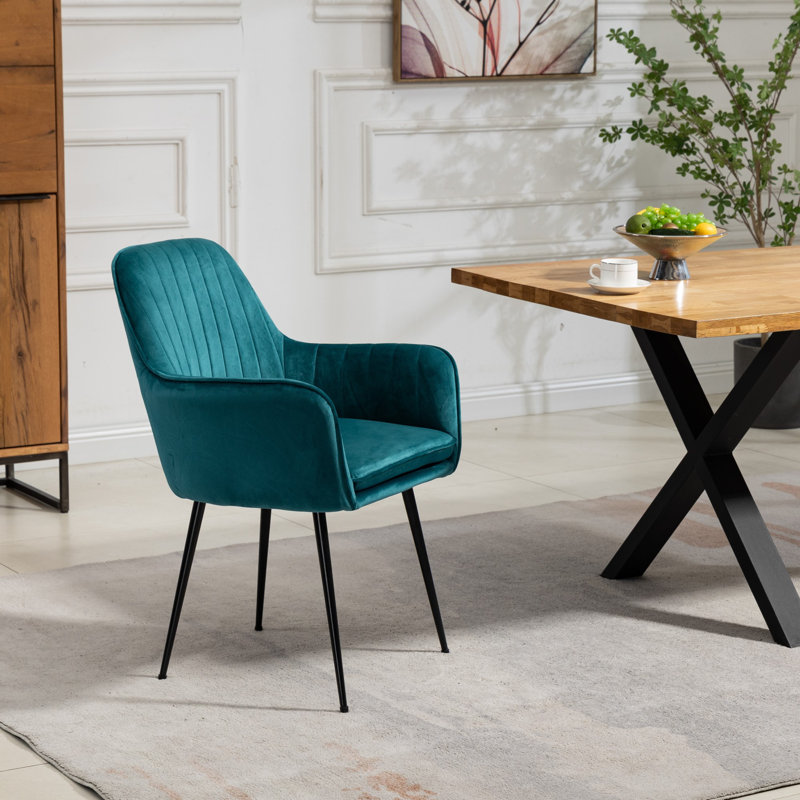 Anoek 47cm H Velvet Upholstered Dining Chair, Silver