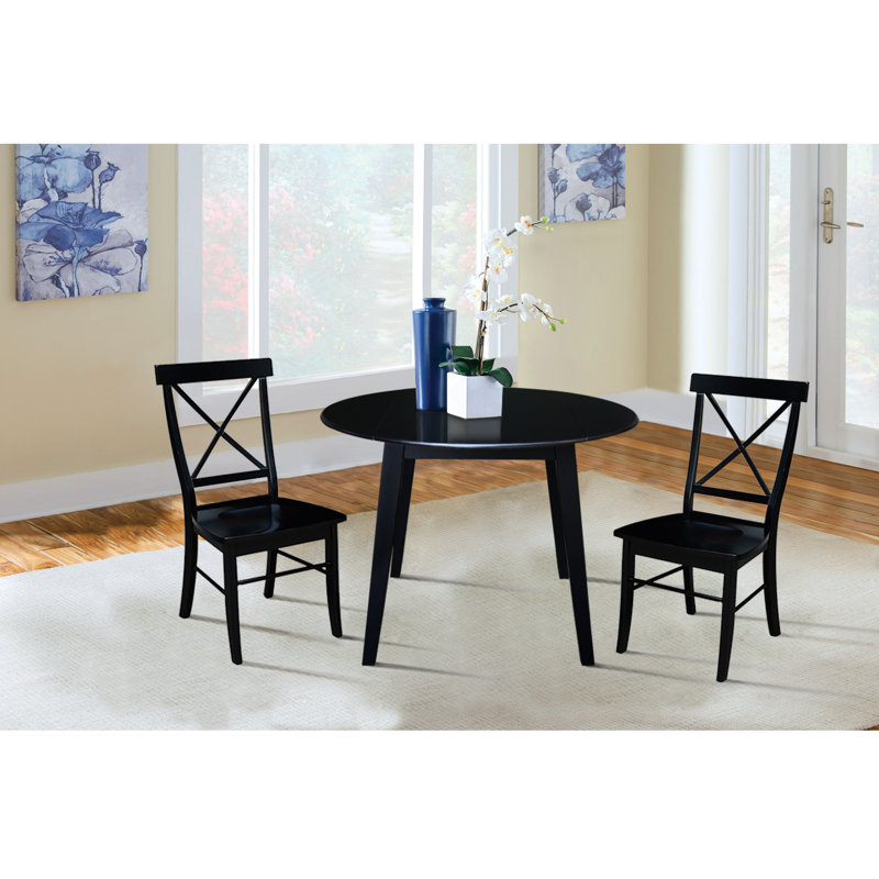 Ensemble de salle à manger Kaylam, Noir, 3 pièces: table, 2 chaises