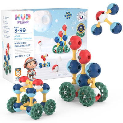 KUB Planet: Magnetic Building Set - Primary Universe - 30pc Space Colour Construction Blocks, Click-Build-Play, STEM Educational Stacking Toy, Kids 3+