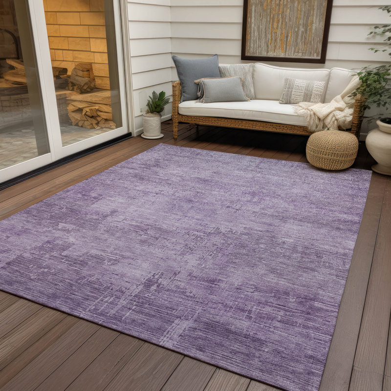 Lavender Synthetic Flat Woven Washable Rectangular Rug