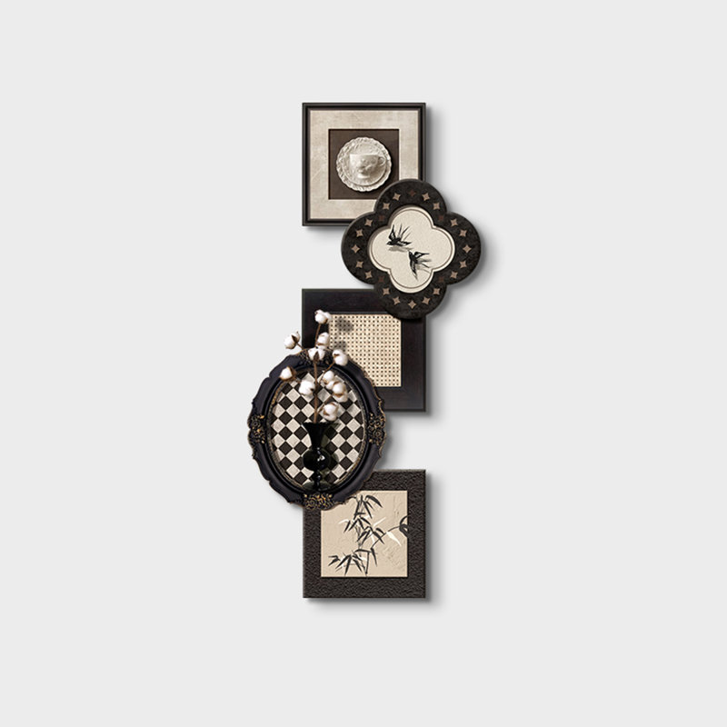 Art mural noir et blanc en grès, H 59,06 po x l 27,56 po