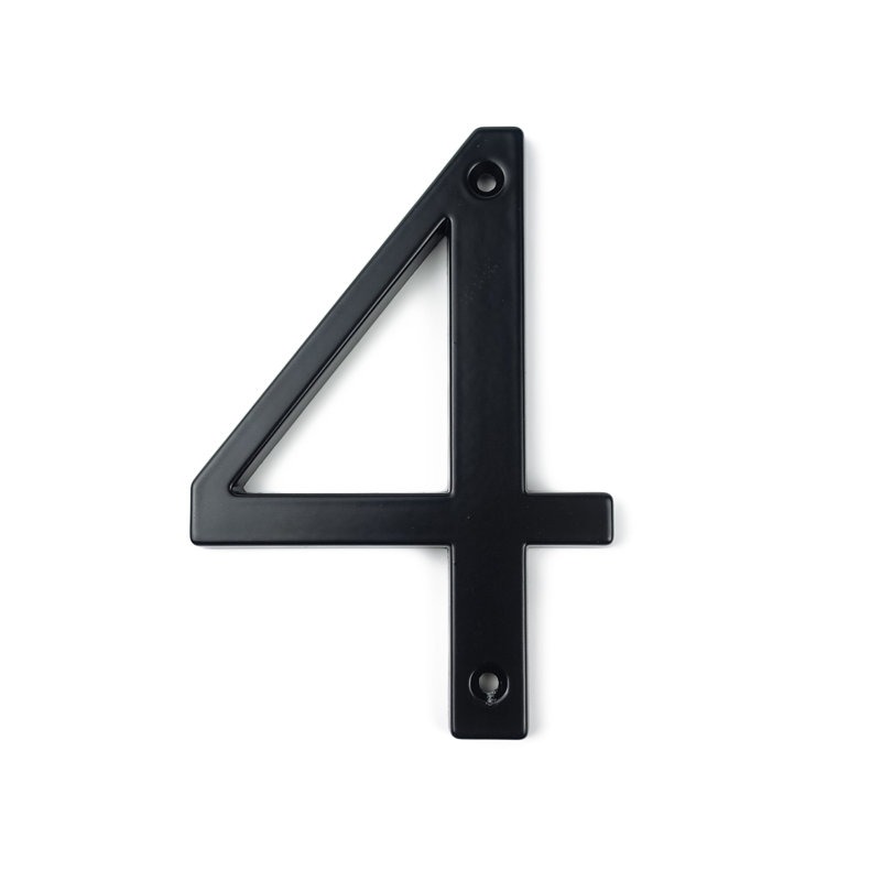 Numéro de maison en métal 4 po (10 cm), alliage de zinc, Noir, 4