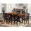 Ensemble de table de salle à manger 9 pièces comprenant une table de cuisine ovale avec rallonge papillon et 8 chaises de salle à manger en similicuir, noir et cerise