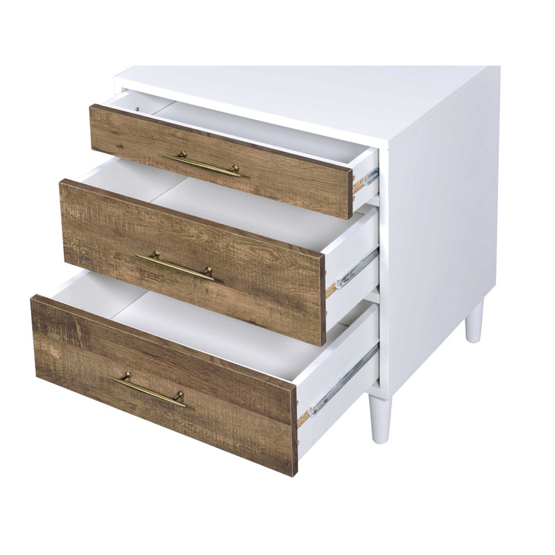 3 tables rectangulaires en chêne blanc et vieilli pour le bureau avec 3 tiroirs