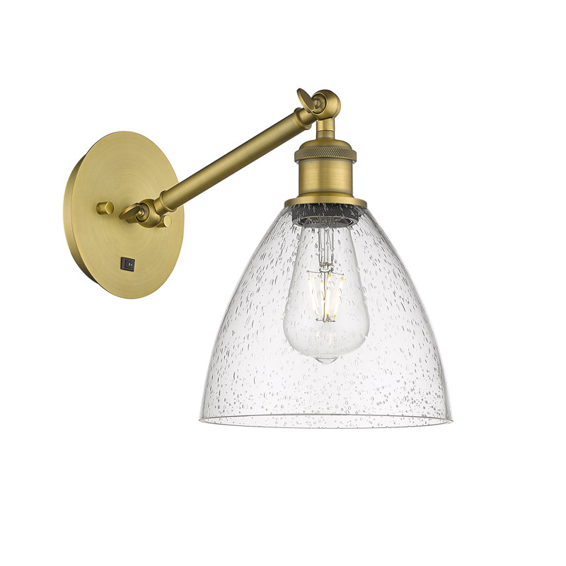 Shauna Armed Sconce, No Bulb Included, Brushed Brass