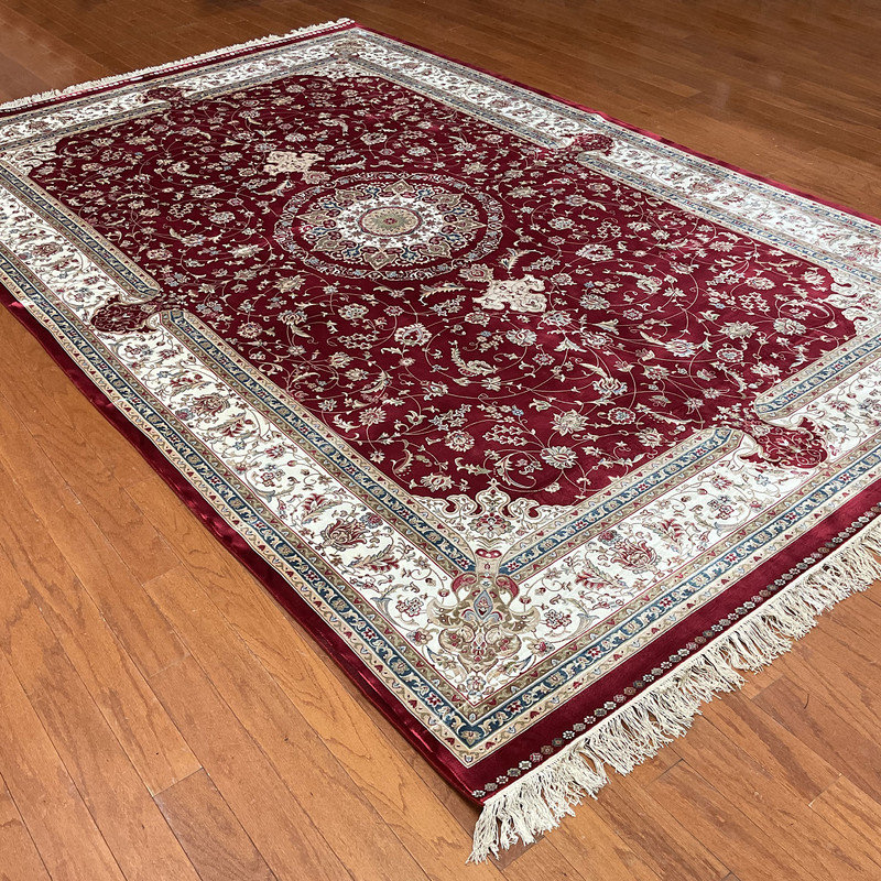 Tapis Kashimiri en soie fait à la main 6 pi x 9 pi Herat ORIENTAL