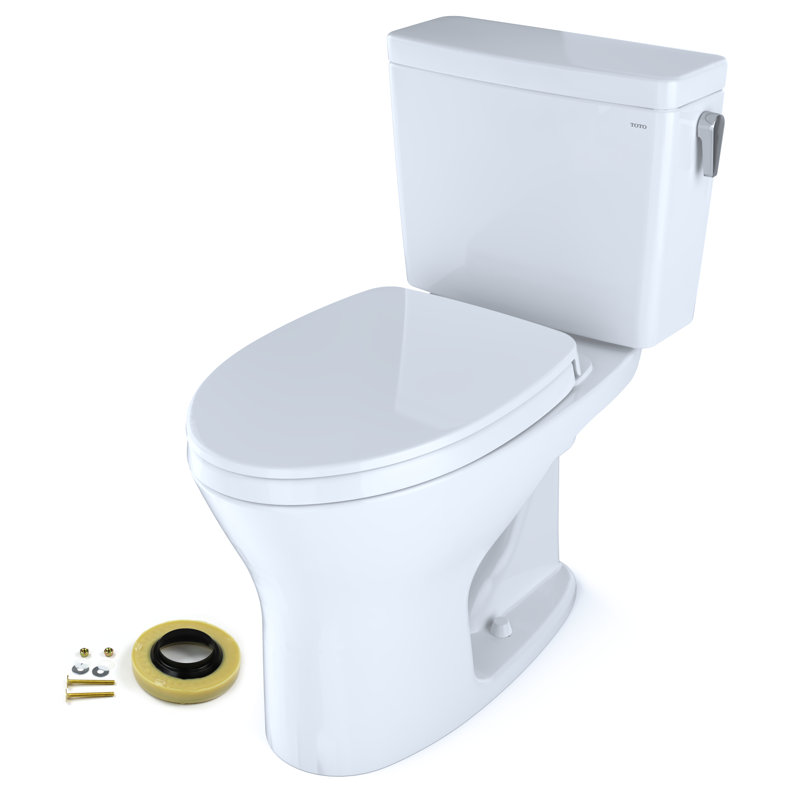Drake® Two-Piece Elongated Dual Flush 1.28 and 0.8 GPF Universal Height Dynamax Tornado Flush® Toilet For 10 Inch Rough-In With CEFIONTET®, Toilet Seat, Wax Ring and Toilet Mounting Bolts