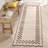 Scalloped Area Rug Modern Bordered Accent Carpet, Non-Slip Geometric Floor Cover, Stain-Resistant Low Pile Indoor Mat, Easy to Clean Rugs-1599993190
