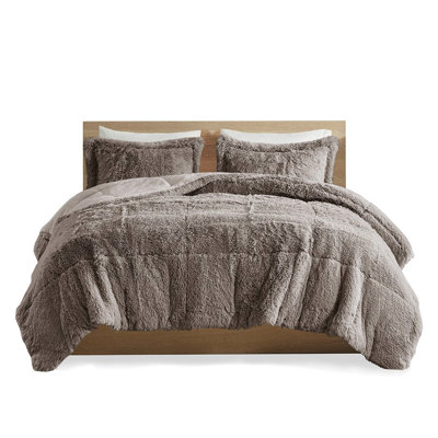 Comforter For Twin/Twin Xl - Grey Shaggy Fur, , Reverse A Pampered Sleep Faux Soft Interior, Filling