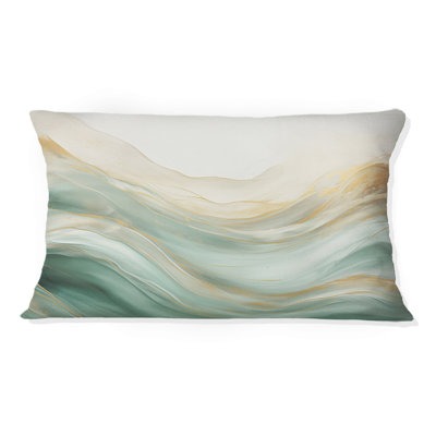 Coussin décoratif or et vert Soft Wave Fusion I - Abstract Shapes