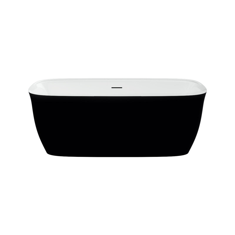 Panya 63'' Black and White Freestanding Acrylic Soaking Bathtub