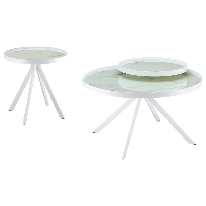 Ensemble de tables basses 2 pièces Ferguson, 2 pièces: tables basses, table de bout, Blanc