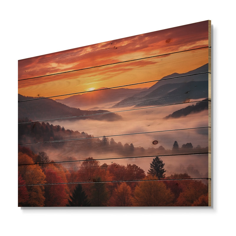 Boycie Tennessee Great Smoky Mountains Sunset II sur impression de bois, H 30 po x l 40 po x P 0,78 po
