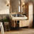 30" Modern Floating Vanity, Sintered Stone Top (Light Gray / Travertine) With Ceramic Sink & Plywood Cabinet (White Oak / Brown Oak) & 1 Drawer-18355684-18355682