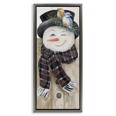 «Rustic Winter Snowman Wink Grain», art mural sur toile flottante par Lanie Loreth