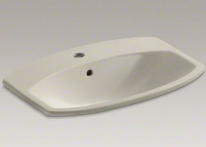 Cimarron Vitreous China Rectangular Drop-In Bathroom Sink with Overflow, Sandbar, Single Hole