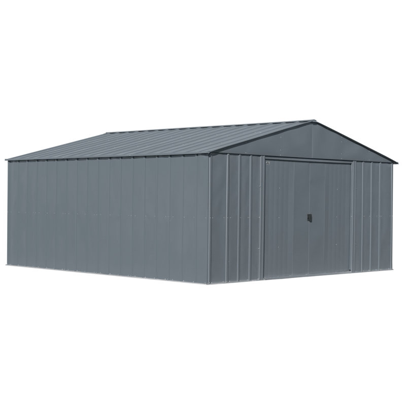 14 ft x 14 ft Charcoal Steel Storage Shed