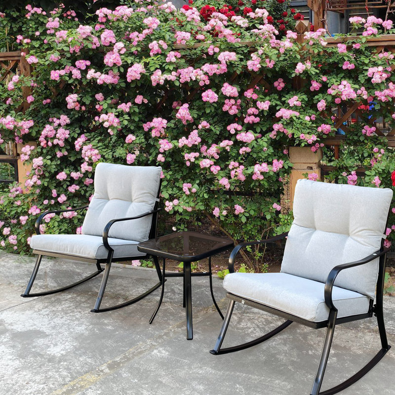 Ensemble de chaise berçante et théière, Blanc cassé