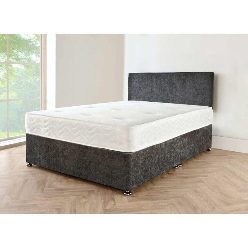 Dornhof Upholstered Bed with Mattress, 140 x 190cm, Grey Linen